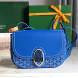 233 BAG 25 IN SAPPHIRE BLUE CALFKIN AND GOYARDINE CANVAS by Amelia