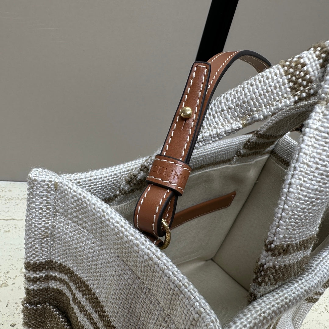 CABAS THAIS 26 CALFSKIN JACQUARD TOBACCO / TAN Amelia Amelia