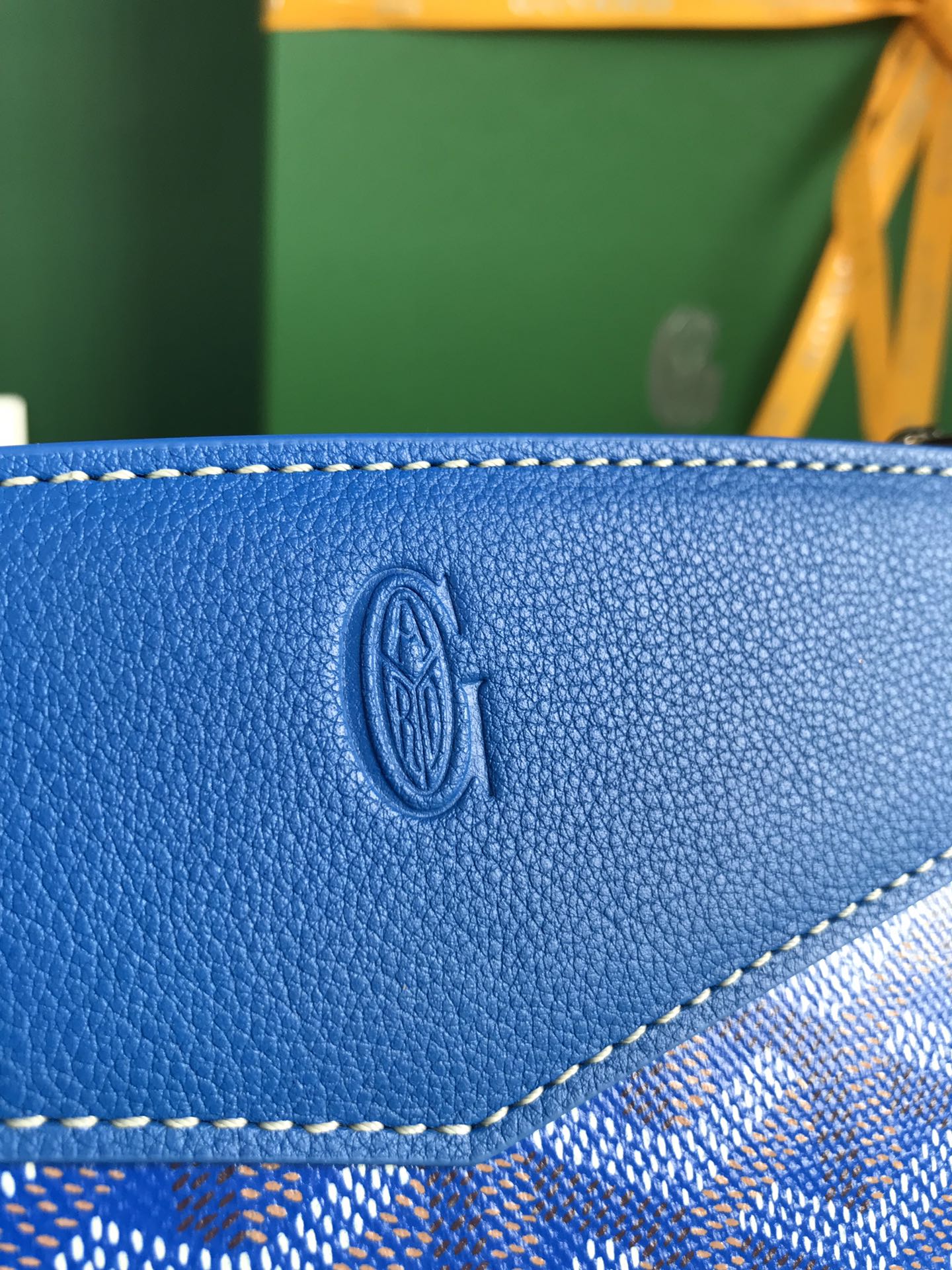 ROUETTE STRUCTURÉ MINI BAG 21 IN SAPPHIRE BLUE GOYARDINE CANVAS AND CALFSKIN by Amelia