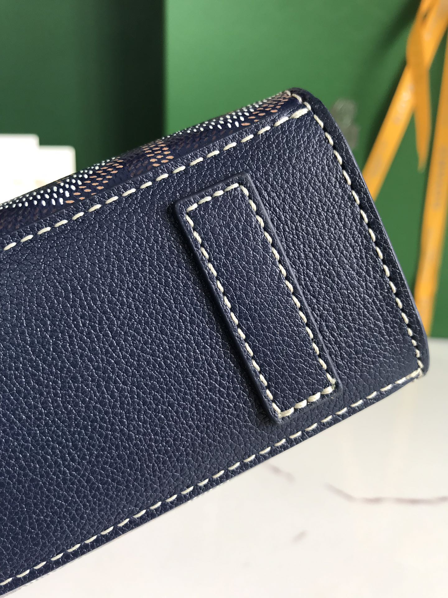 ROUETTE STRUCTURÉ MINI BAG 21 IN NAVY BLUE GOYARDINE CANVAS AND CALFSKIN Amelia Bags