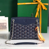 ROUETTE STRUCTURÉ MINI BAG 21 IN NAVY BLUE GOYARDINE CANVAS AND CALFSKIN Amelia Amelia