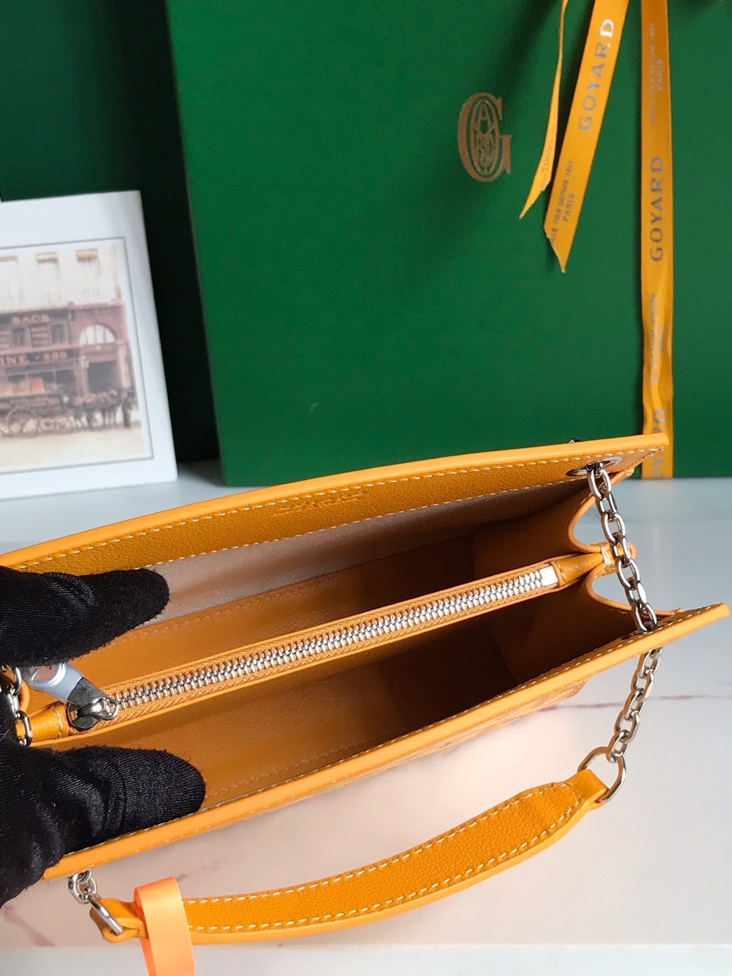 ROUETTE STRUCTURÉ MINI BAG 21 IN YELLOW GOYARDINE CANVAS AND CALFSKIN Amelia Amelia