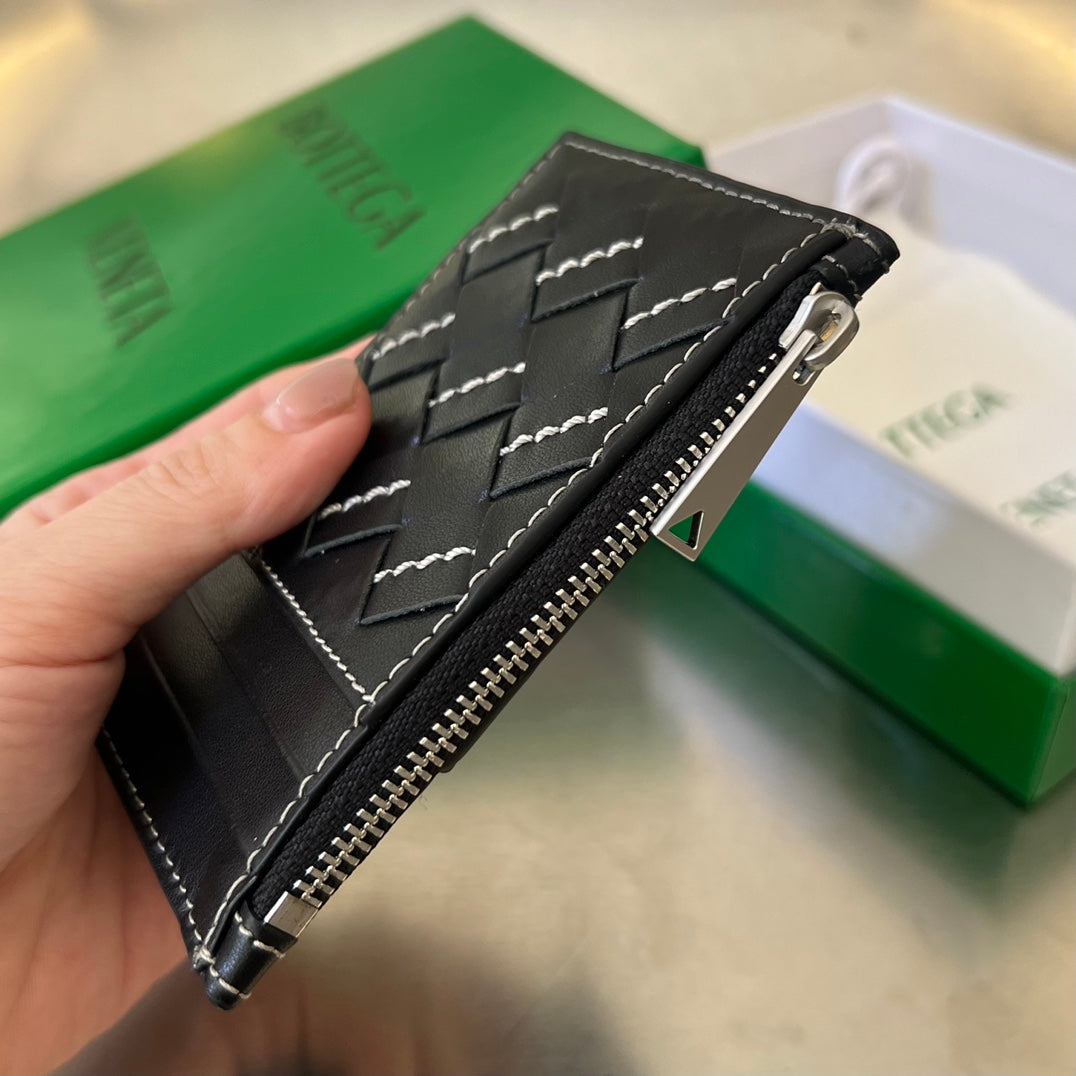 ZIPPED CARD CASE 11 BLACK CALFSKIN Amelia