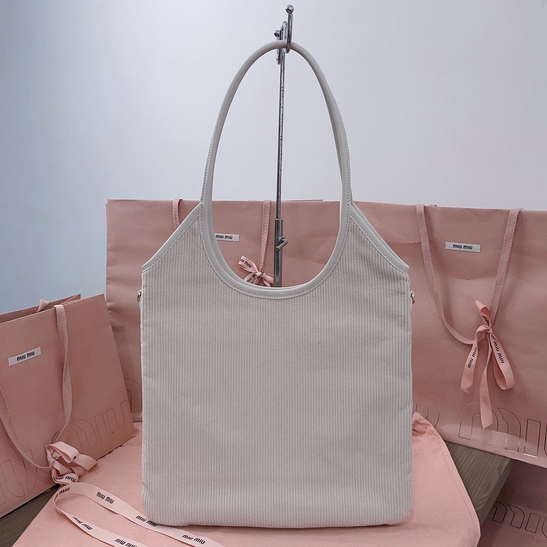 IVY TOTE BAG 40 IN WHITE CORDUROY Amelia