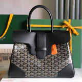 SAIGON SOUPLE BAG 34 IN BLACK GOYARDINE CANVAS AND CALFSKIN by Amelia