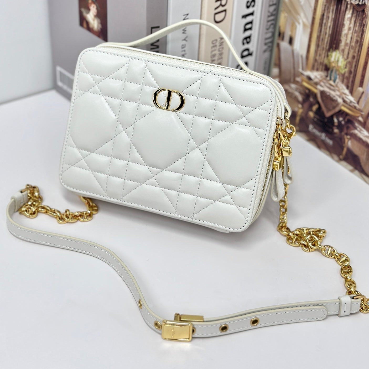 CARO BOX 19 IN WHITE CALFSKIN Amelia