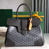 SAIGON SOUPLE BAG 34 IN GREY GOYARDINE CANVAS AND CALFSKIN by Amelia