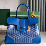SAIGON SOUPLE BAG 34 IN CURIOUS BLUE GOYARDINE CANVAS AND CALFSKIN Amelia Amelia