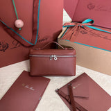 EXTRA POCKET L19 IN GARNET RED CALFSKIN WITH SILVER HARDWARE Amelia