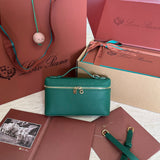EXTRA POCKET L19 IN GREEN FOREST GRAINED CALFSKIN WITH GOLD HARDWARE by Amelia
