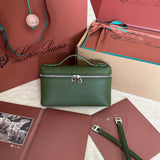 EXTRA POCKET L19 IN PINE GREEN CALFSKIN WITH SILVER HARDWARE Amelia