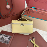 EXTRA POCKET L19 IN LIGHT YELLOW CALFSKIN WITH SILVER HARDWARE Amelia