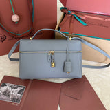 EXTRA BAG L27 IN COOL GRAY SMOOTH CALFSKIN WITH GOLD HARDWARE Amelia