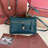 EXTRA BAG L27 IN PEACOCK BLUE SMOOTH CALFSKIN WITH GOLD HARDWARE by Amelia