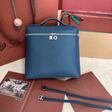 EXTRA POCKET BACKPACK L23.5 IN CLASSIC BLUE CALFSKIN WITH SILVER HARDWARE by Amelia