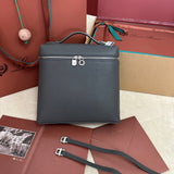 EXTRA POCKET BACKPACK L23.5 IN BLACK CALFSKIN WITH SILVER HARDWARE Amelia Bags