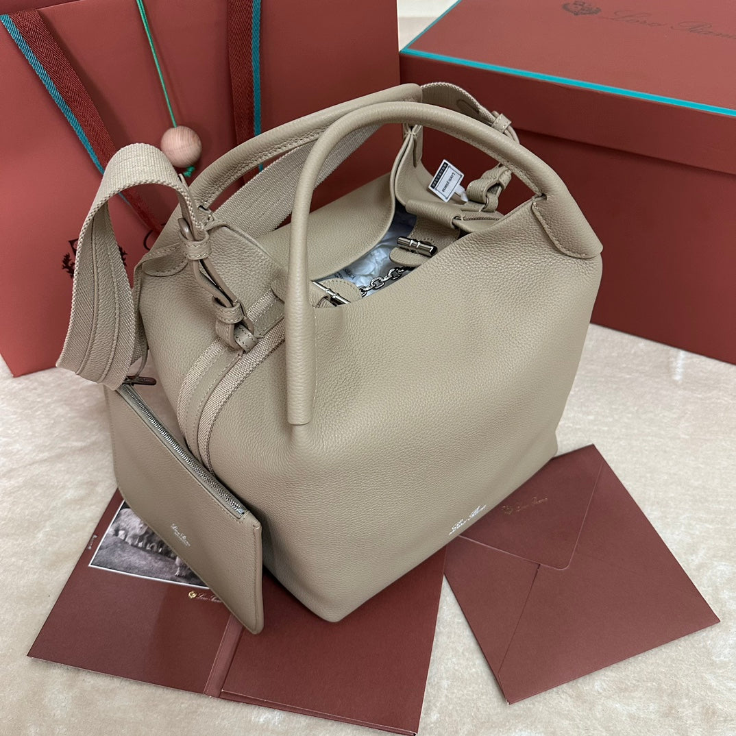 MEDIUM 36 BAG IN KHAKI BROWN CALFSKIN WITH SILVER HARDWARE by Amelia