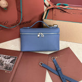 EXTRA POCKET L19 IN AZURE BLUE CALFSKIN WITH SILVER HARDWARE Amelia Bags