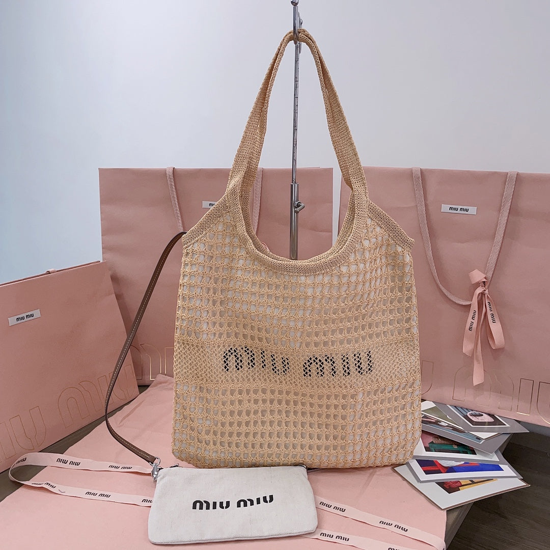 IVY TOTE BAG 40 IN BEIGE MIX WHITE MESH Amelia Bags