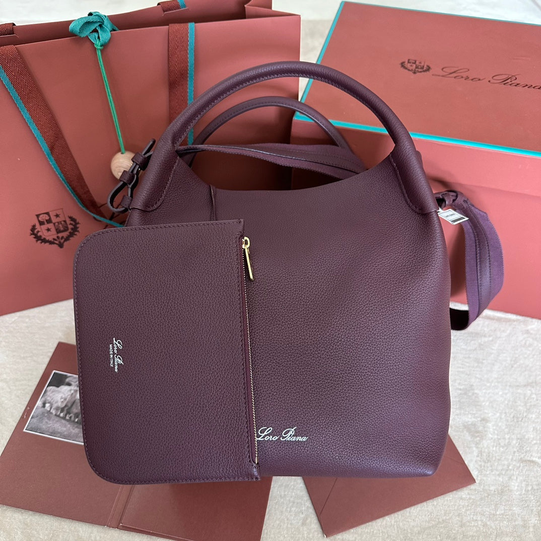 MEDIUM 36 BAG IN WINE PURPLE CALFSKIN WITH GOLD HARDWARE Amelia Amelia