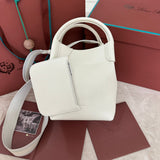 SMALL 21 BALE BAG IN WHITE GRAINED CALFSKIN Amelia Bags