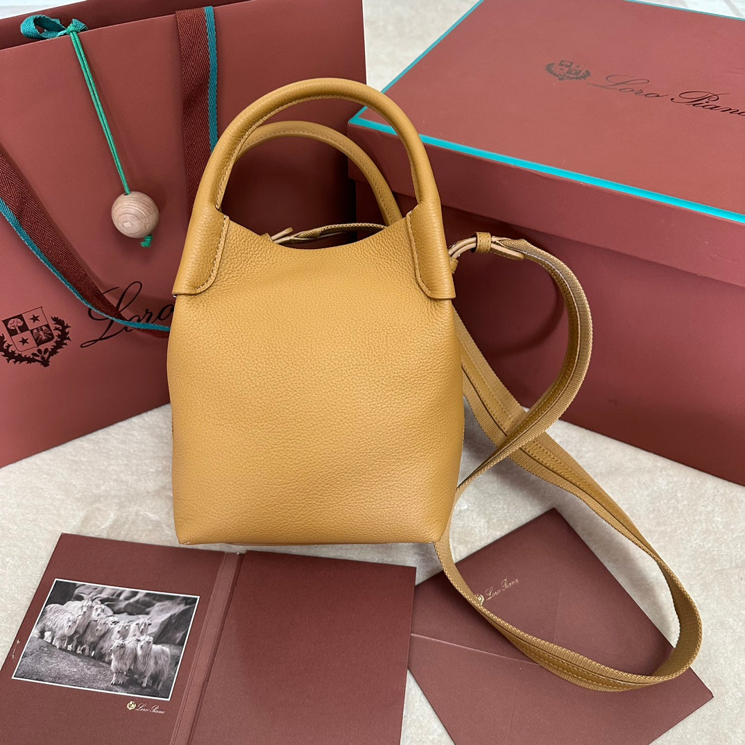 SMALL 21 BALE BAG IN MUSTARD YELLOW GRAINED CALFSKIN Amelia Bags