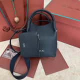 SMALL 21 BALE BAG IN BLACK GRAINED CALFSKIN WITH SILVER HARDWARE Amelia Amelia