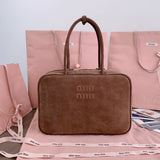 BEAU TOP HANDLE BAG 34 IN BROWN SUEDE