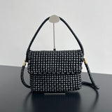 SWING MESSENGER 25 IN BLACK LAMBSKIN GOLD HARDWARE Amelia Amelia