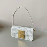 MEDIUM FLAP BAG 22 IN WHITE QUILTED ALLOVER CALFSKIN