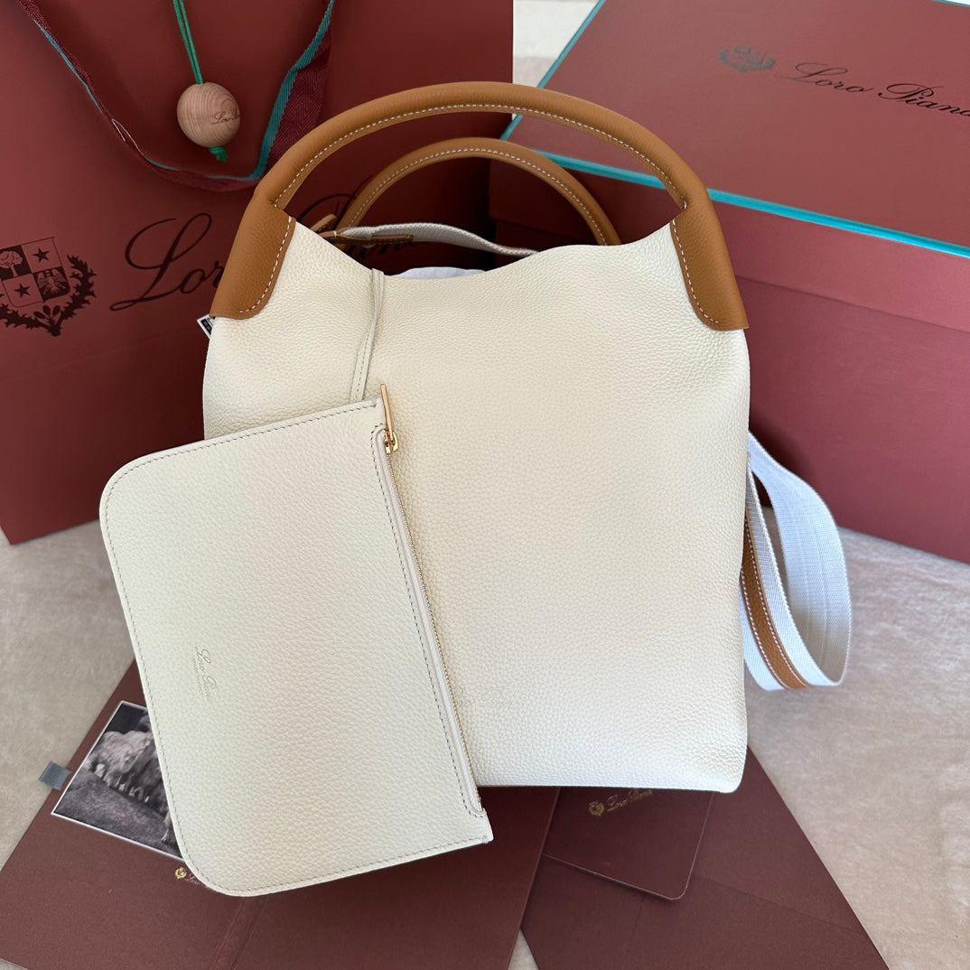 MEDIUM 36 BAG IN WHITE MIX BRONZE BROWN CALFSKIN WITH GOLD HARDWARE by Amelia
