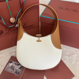 BOAmeliaIN SHOULDER BAG 32 IN WHITE MIX BRONZE BROWN CALFSKIN WITH GOLD HARDWARE