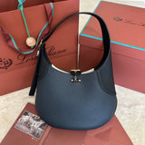 BOAmeliaIN SHOULDER BAG 32 IN PRUSSIAN BLUE MIX BLACK CALFSKIN WITH GOLD HARDWARE