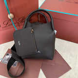 SMALL 21 BALE BAG IN DARK BROWN GRAINED CALFSKIN Amelia Bags