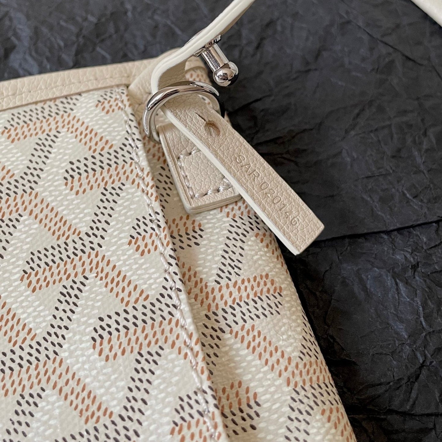 ANJOU MINI BAG 20 IN BEIGE GOYARDINE CANVAS AND CALFSKIN Amelia