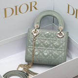 MINI LADY BAG 17 IN PALE LEAF GREEN QUILTED MACROCANNAGE CALFSKIN