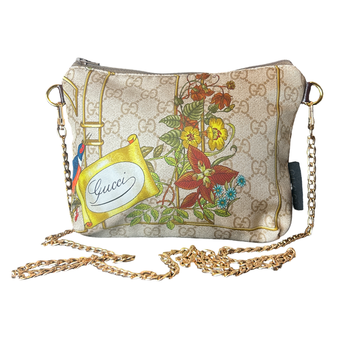 GG Floral Lattice   Silk Scarf Crossbody Bag