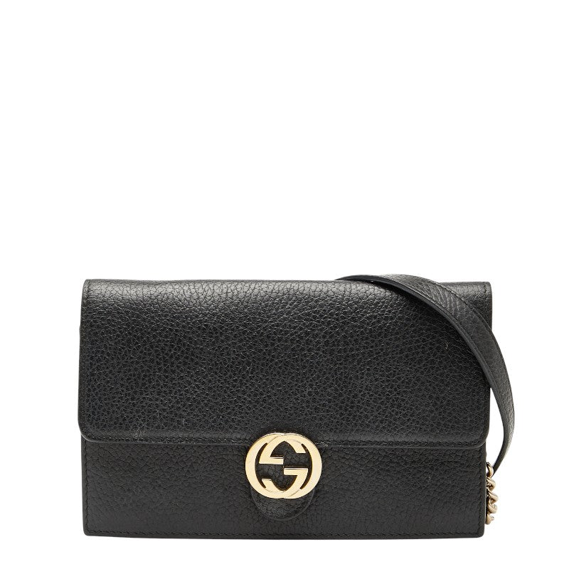 Gucci Interlocking G Leather 2way Chain Wallet Bag