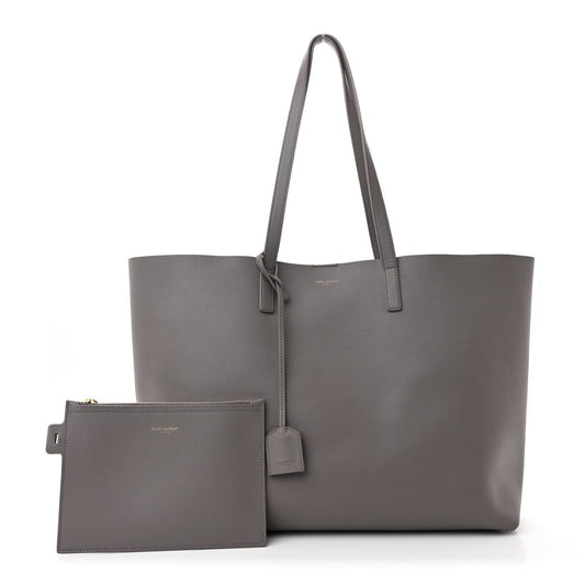 Saint Laurent Calfskin Large Shopping Tote Fog