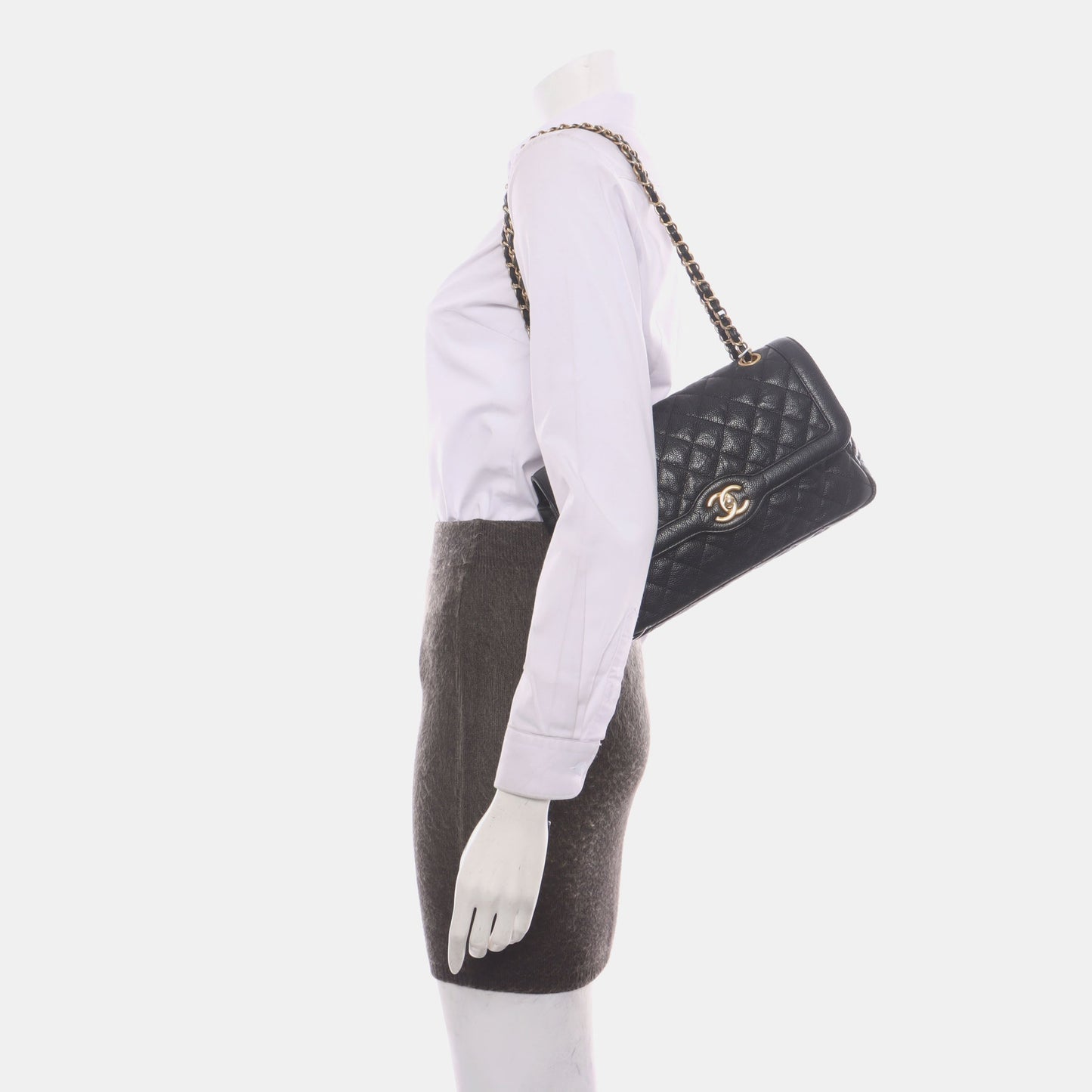Chanel Classic Flap   Black Caviar Leather with Gold Hardware