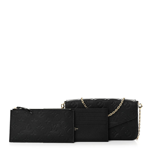Louis Vuitton Empreinte Pochette Felicie Chain Wallet Black