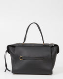 Celine Black Leather Pebbled Ring Top Handle Bag