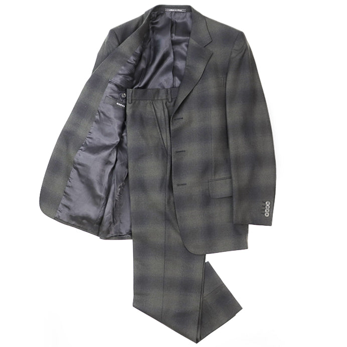 Gucci Ombre Check Suit Set 3B Jacket & Slacks