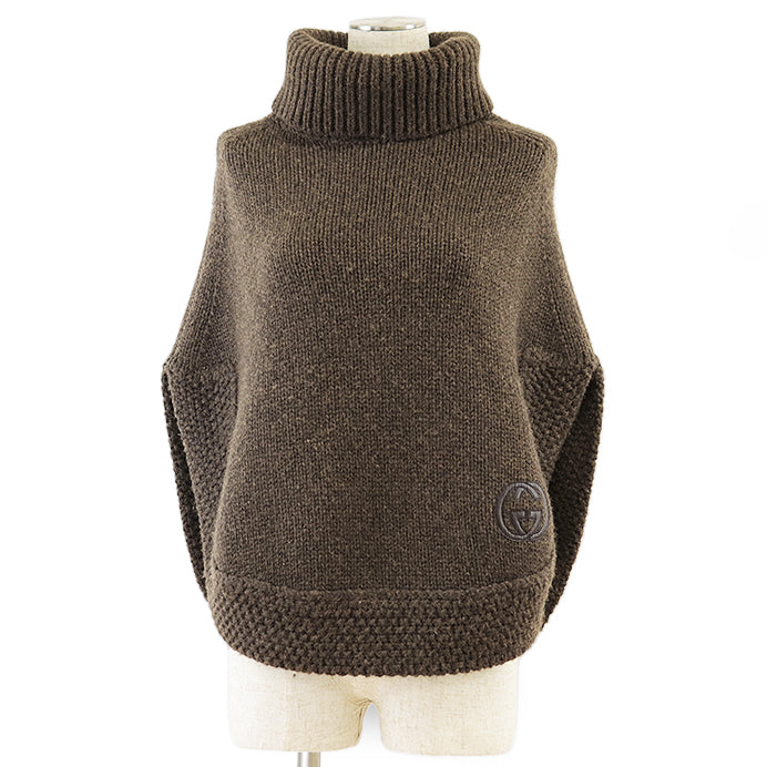 Gucci Interlocking GG Camel Knit Poncho