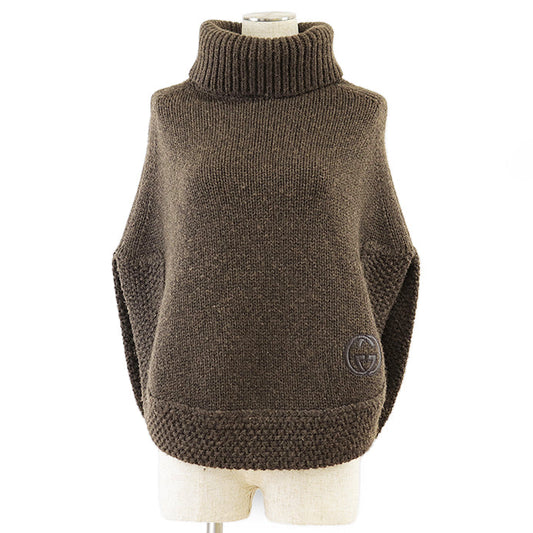 Gucci Interlocking GG Camel Knit Poncho