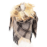 Gucci GG Supreme Wool Silk Fox Fur Scarf