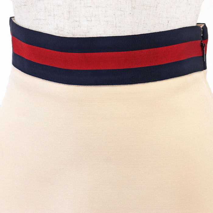 Gucci Sheer Line Web Stripe Wool Silk Skirt