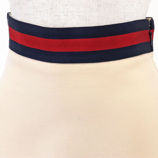 Gucci Sheer Line Web Stripe Wool Silk Skirt