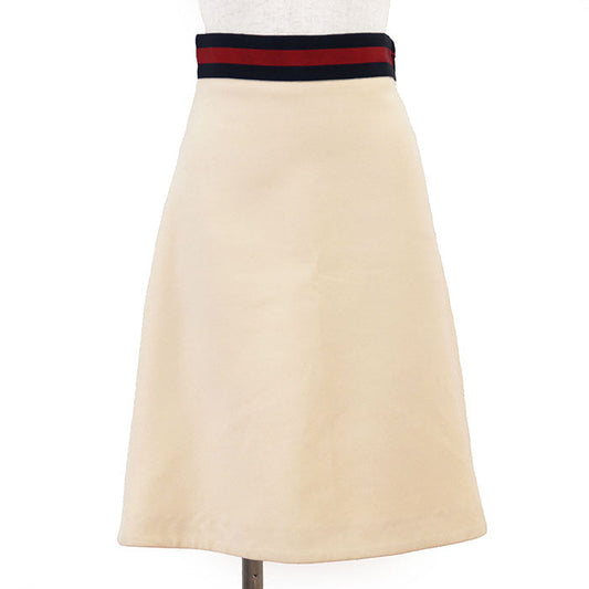Gucci Sheer Line Web Stripe Wool Silk Skirt