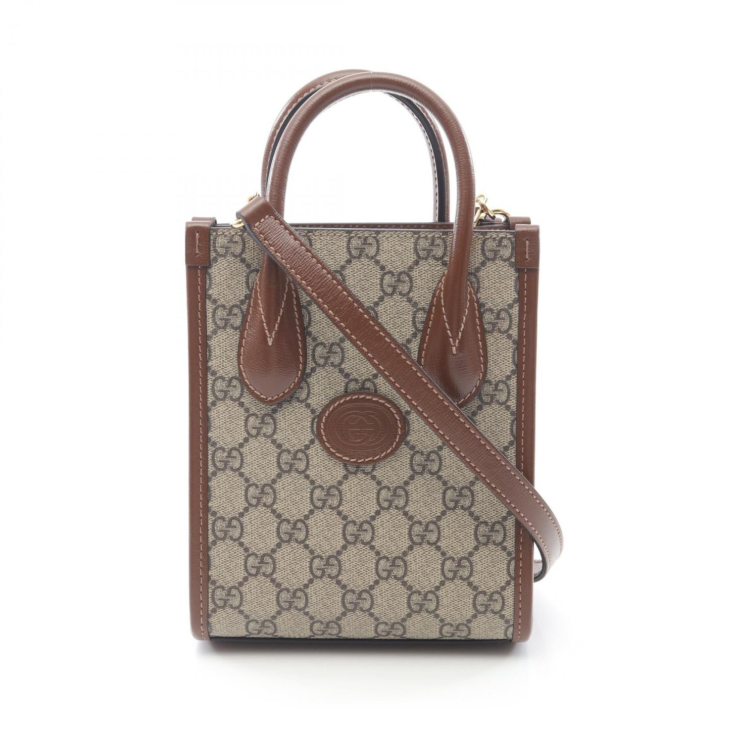 Gucci Interlocking G PVC Coated Canvas Leather 2way Tote Bag